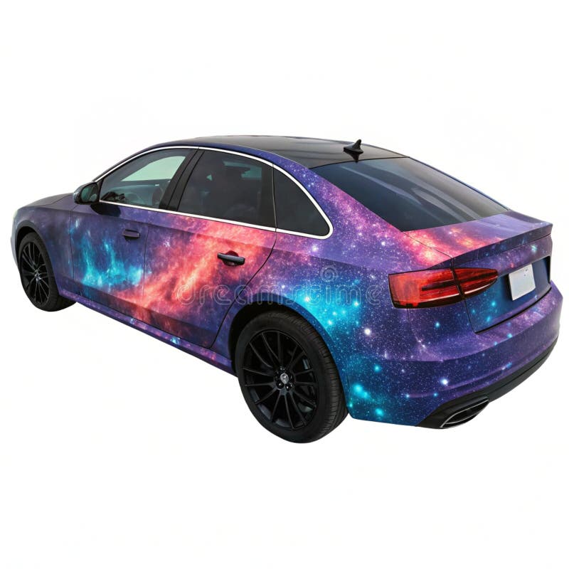 Kosmischer Nebel Wrap auf Sedan Car lizenzfreie abbildung