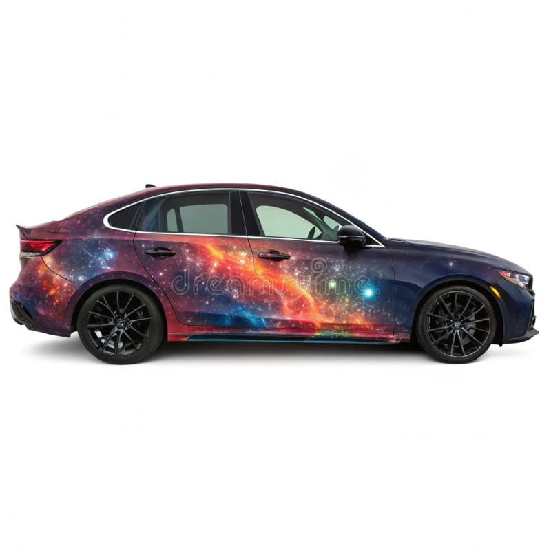 Kosmischer Nebel Wrap auf Sedan Car lizenzfreie abbildung