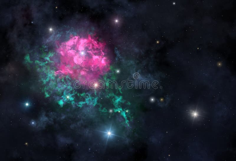 Kosmischer Nebelfleck der rosafarbenen Blume vektor abbildung