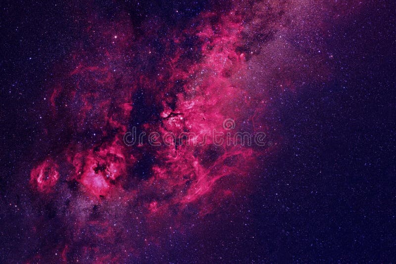Kosmisk nebuli, djupt utrymme I rosa, med stjärnor NASA tillhandahöll delar av denna bild arkivbild