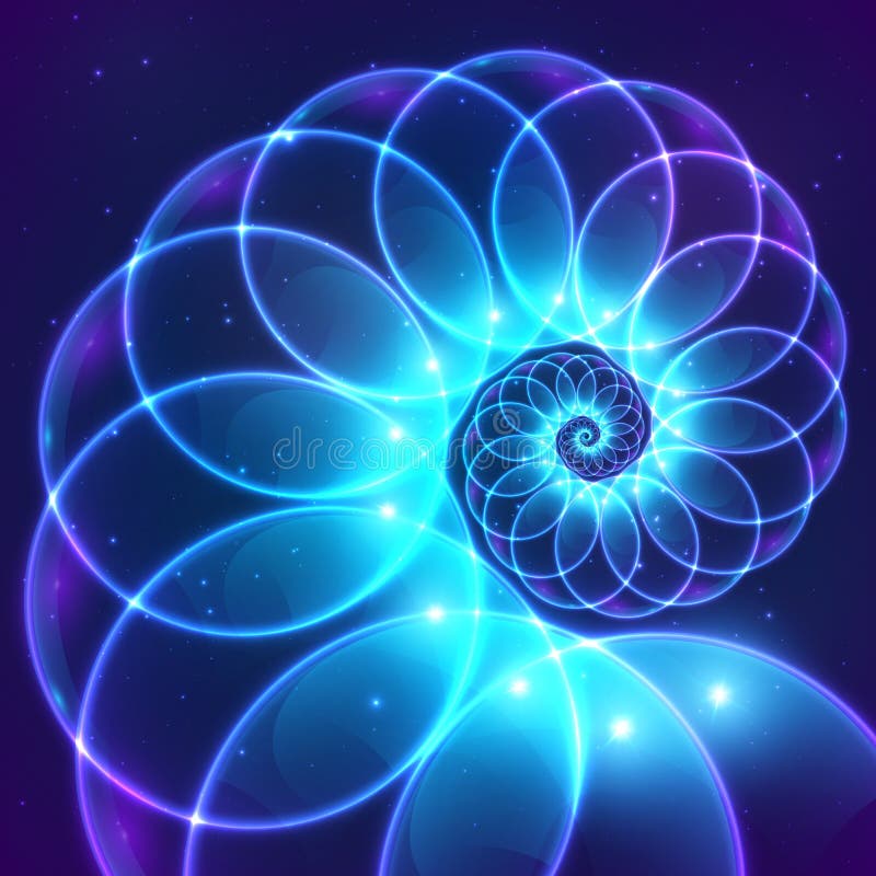 Kosmisk spiral för blå abstrakt vektorfractal