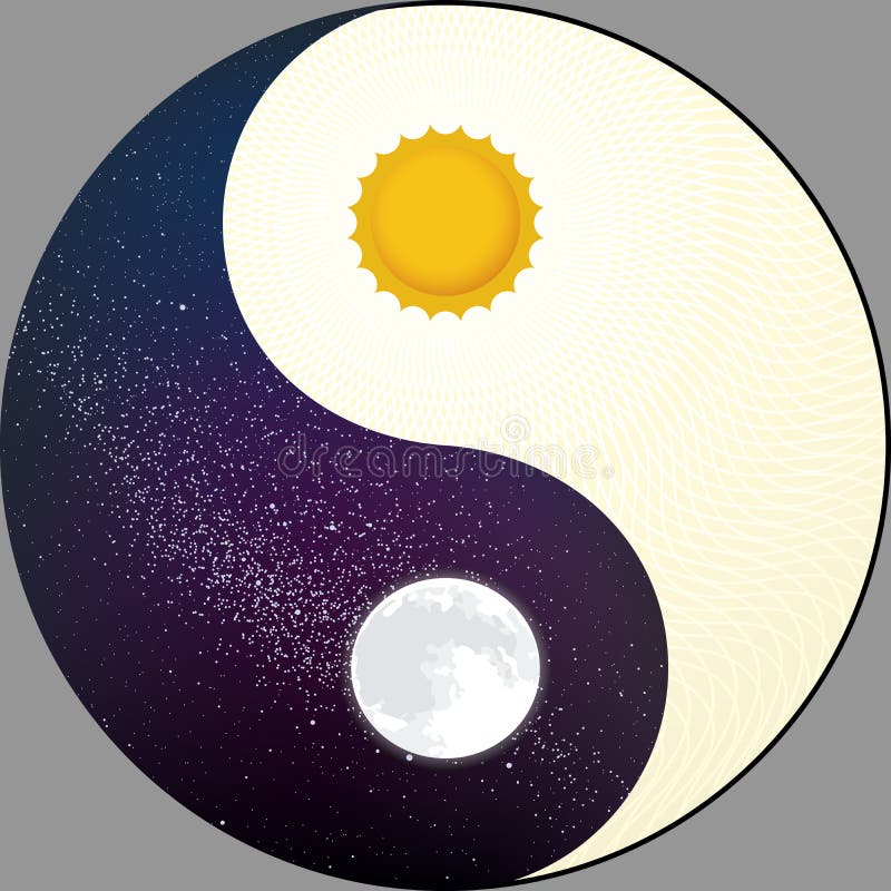 Symbol Yin Yang Mit Mond Und Sonne Vektor Abbildung - Illustration von