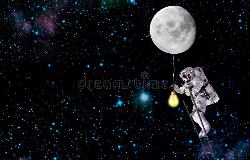 Cosmonaut traveling on moon and lighting universe.mission in outer space.elements of this image furnished by NASA. Cosmonaut traveling on moon and lighting universe.mission in outer space.elements of this image furnished by NASA