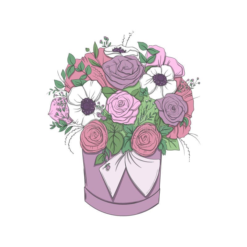 Kosz z bukietem jaskrawi kwiaty w koszu odizolowywającym royalty ilustracja Kosz z bukietem jaskrawi kwiaty w koszu odizolowywającym royalty ilustracja