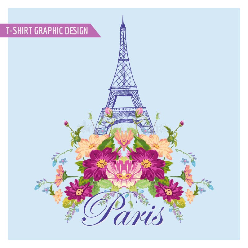 Koszulka Kwiecisty Paryski Graficzny projekt