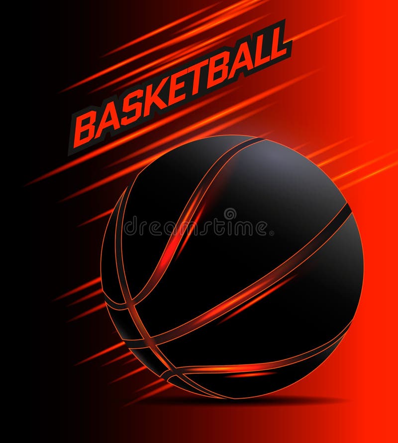 Basketball poster with black glowing ball. Vector illustration. Basketball poster with black glowing ball. Vector illustration