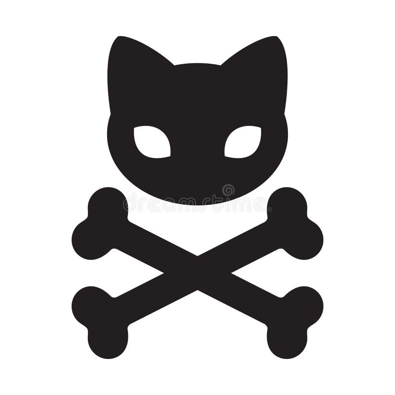 Kot czaszki ikony krzyża kości loga Halloweenowy ilustracyjny symbol ilustracja wektor Kot czaszki ikony krzyża kości loga Halloweenowy ilustracyjny symbol ilustracja wektor