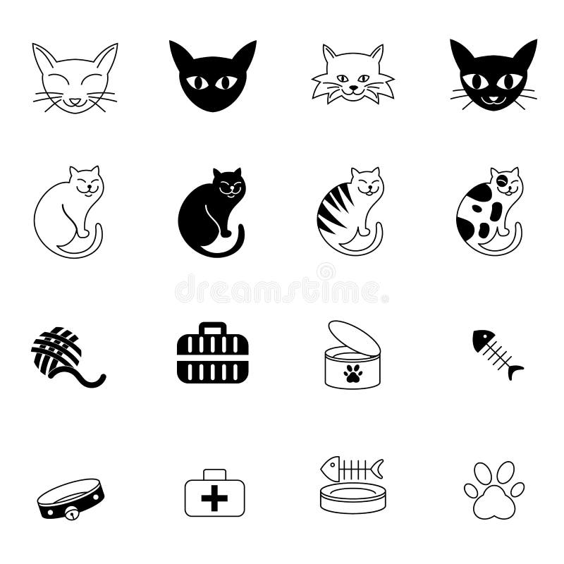 Kot ikona ustawiająca wektorowa ilustracja ilustracji Kot ikona ustawiająca wektorowa ilustracja ilustracji