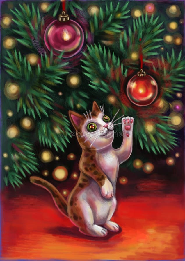 Kot pod drzewem ilustracji Kot pod drzewem ilustracji