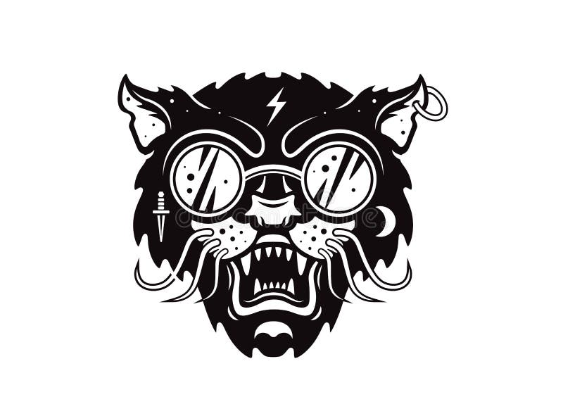 Kot twarz z szkłami Graficznego projekta wektorowa zwierzęca ilustracja dla koszulki ilustracja wektor Kot twarz z szkłami Graficznego projekta wektorowa zwierzęca ilustracja dla koszulki ilustracja wektor