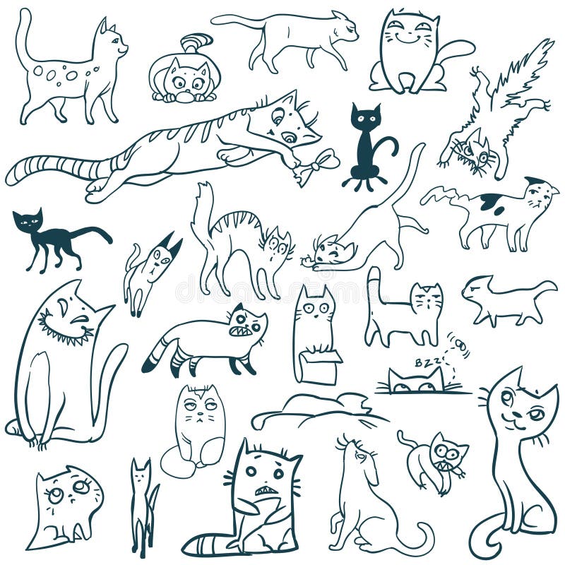 Kot Ustawiający Doodle ilustracji