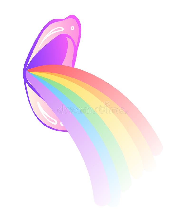 Kotzender Regenbogen der hübschen Frau Hand gezeichnete lokalisierte Illustration auf weißem Hintergrund vektor abbildung