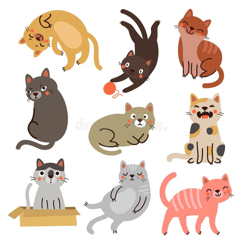 9 kotów wektorowi charaktery inkasowi ilustracja wektor 9 kotów wektorowi charaktery inkasowi ilustracja wektor