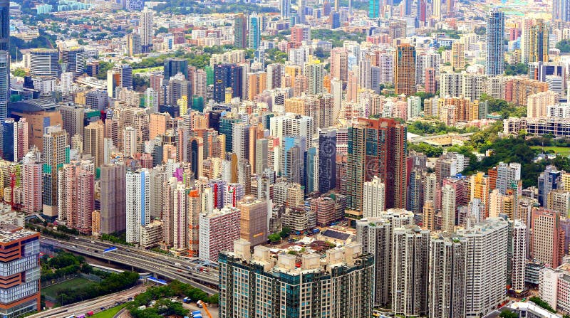 Kowloon wyspy widok z lotu ptaka, Hong kong obrazy royalty free