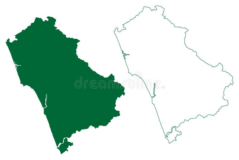 Kozhikode District Kerala State, Republic of India Map Vector Illustration, Scribble Sketch