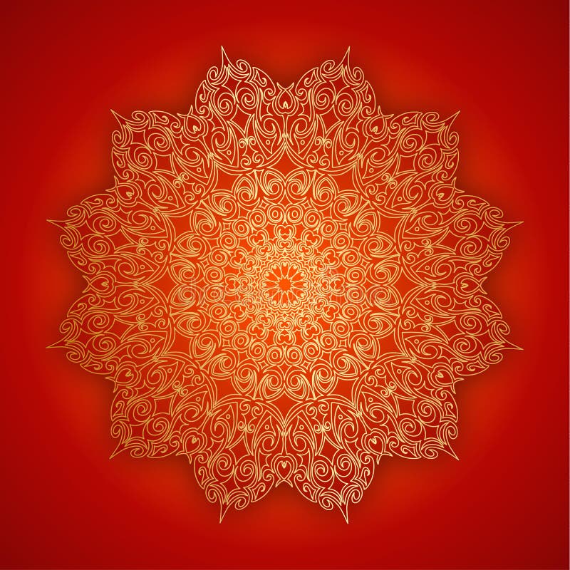 Kozica złota z cieniem na czerwonym tle Elementy dekoracyjne winnicy Symbol islamu, Indii, ottomana Wschodnie ilustracji Kozica złota z cieniem na czerwonym tle Elementy dekoracyjne winnicy Symbol islamu, Indii, ottomana Wschodnie ilustracji