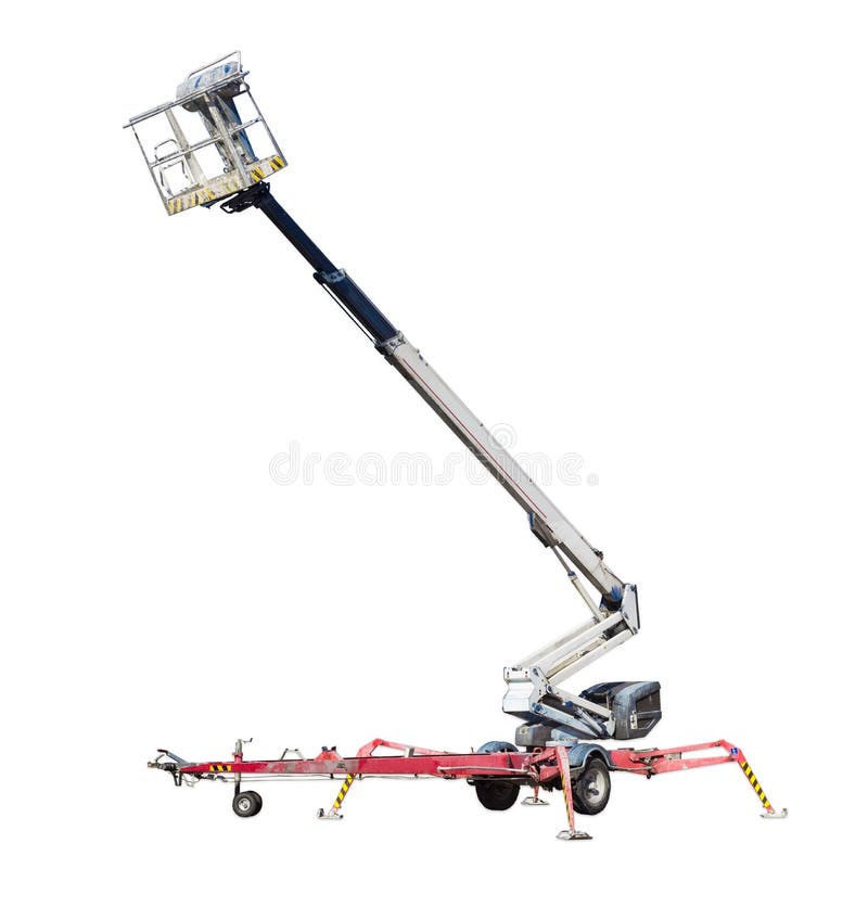 Kołowy przegubny huku dźwignięcie z telescoping huku i kosza zdjęcia stock Kołowy przegubny huku dźwignięcie z telescoping huku i kosza zdjęcia stock