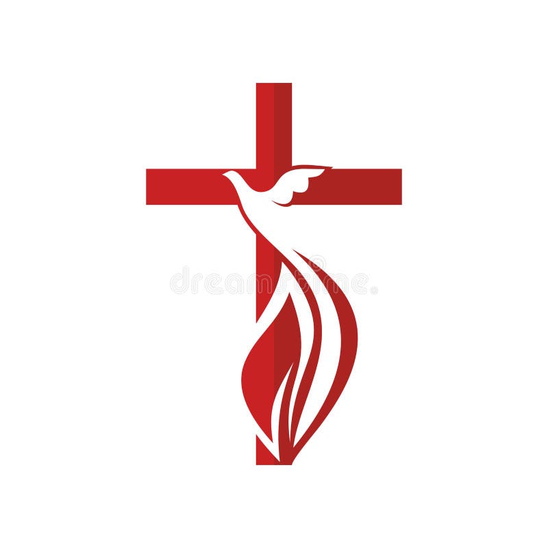 Kościelny logo Krzyż i gołąbka, symbol Święty duch