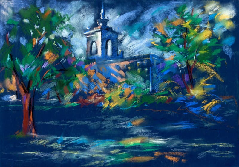 Kościół przy noc ilustracji Kościół przy noc ilustracji