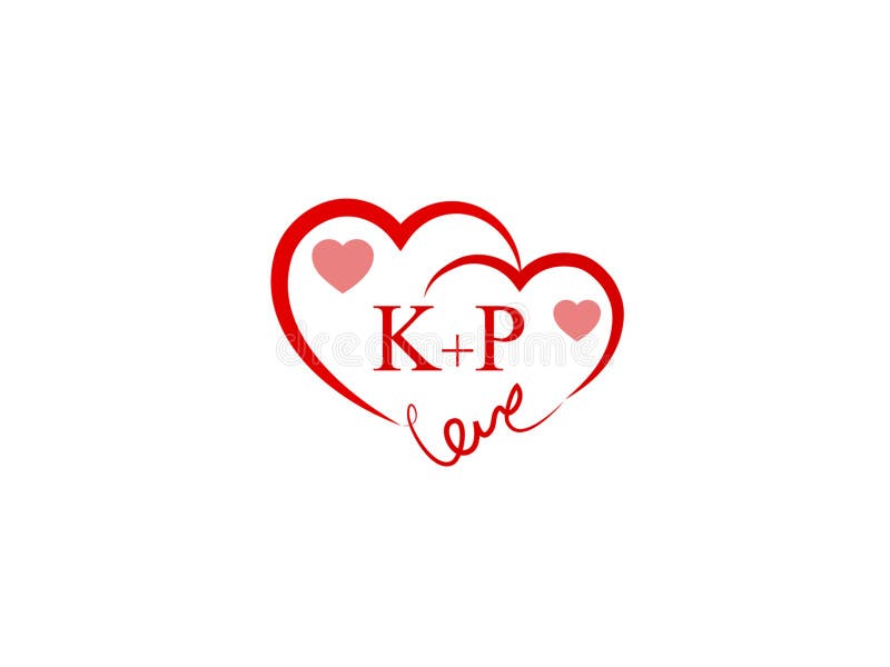 KP Initial Heart Shape Red Colored Love Logo Stock Vector - Illustration of  element, line: 130166218