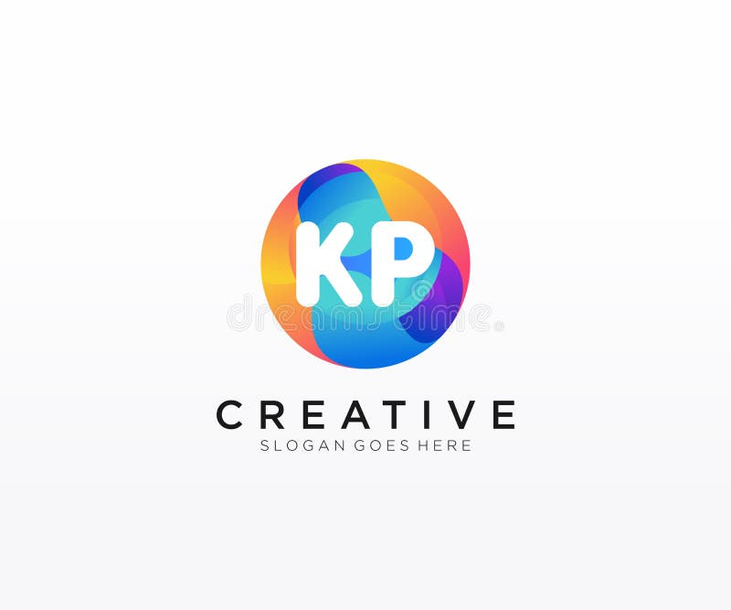 KP initial logo With Colorful Circle template vector royalty free illustration