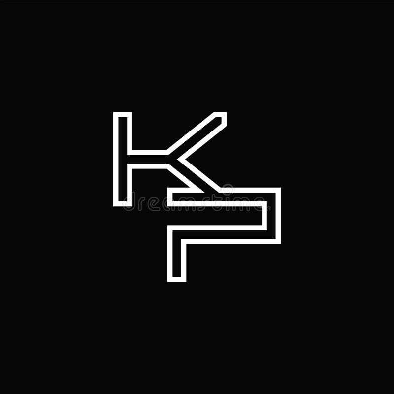 Kp-logotypmonogram med linjeformatmall stock illustrationer