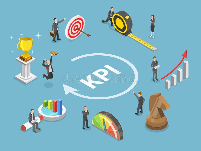 KPI flat isometric vector concept. royalty free illustration KPI flat isometric vector concept. royalty free illustration