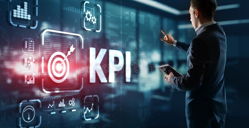 Kpi Key Performance Indikator Business Internet Technology Konzept auf virtuellem Bildschirm vektor abbildung