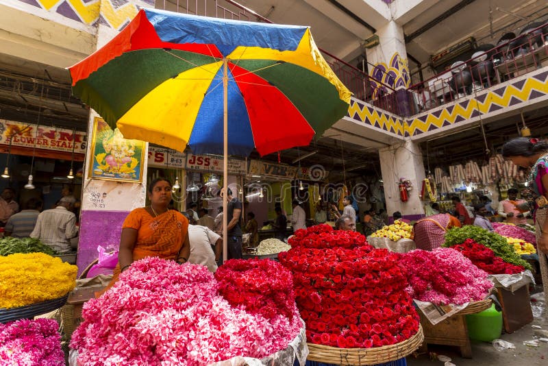 Kr-blommamarknad, Bangalore, Indien