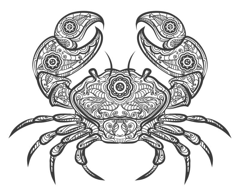 Krabbe zentangle Ikone Gezeichnete Krabbe des Vektors Hand stock abbildung Krabbe zentangle Ikone Gezeichnete Krabbe des Vektors Hand stock abbildung