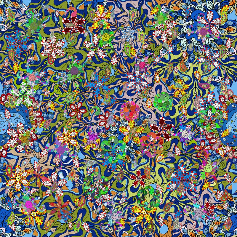 Krabbels op neutrale, blauwe en groene kleuren vector illustratie Krabbels op neutrale, blauwe en groene kleuren vector illustratie
