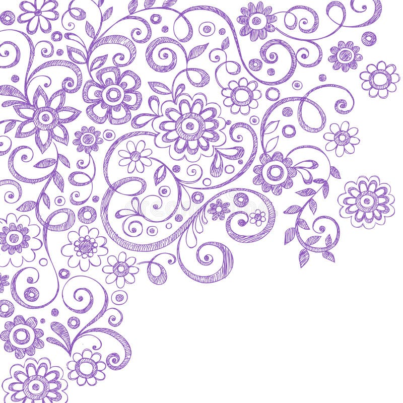 Krabbels van het Notitieboekje van bloemen en van Wijnstokken de Schetsmatige vector illustratie Krabbels van het Notitieboekje van bloemen en van Wijnstokken de Schetsmatige vector illustratie