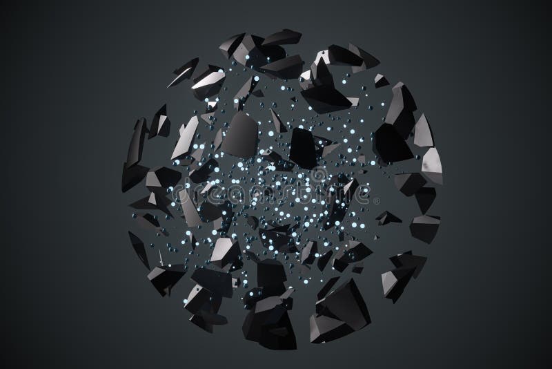 Krackade metallstativ som exploderar vid 3d-rendering stock illustrationer