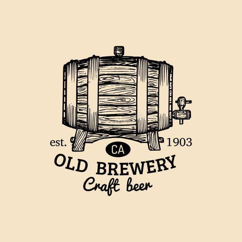Kraft Beer Barrel Logo. Old Brewery Icon. Hand Sketched Keg ...