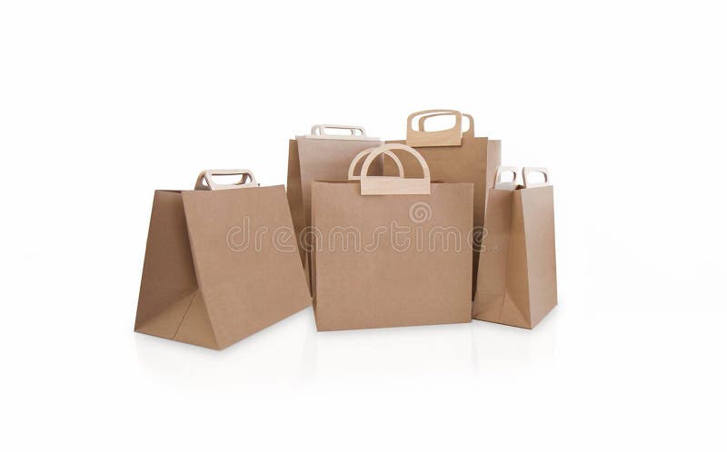 Download Kraft Paper Bags On White Background. Shopping Bag Mockup ...