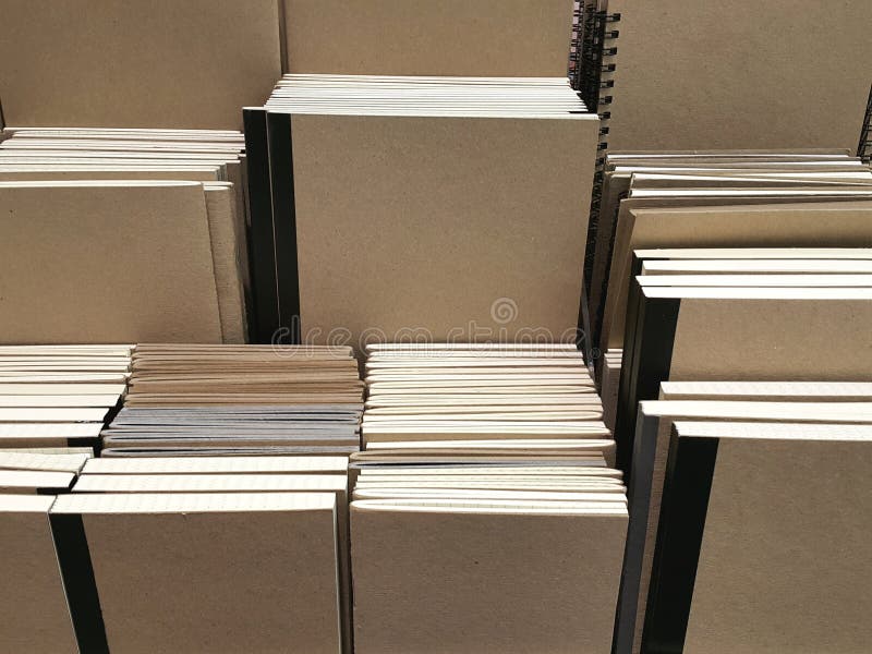 Kraft Paper Cover Notebooks on Shelf Background Stock Image Image of blank, equipment 143001729