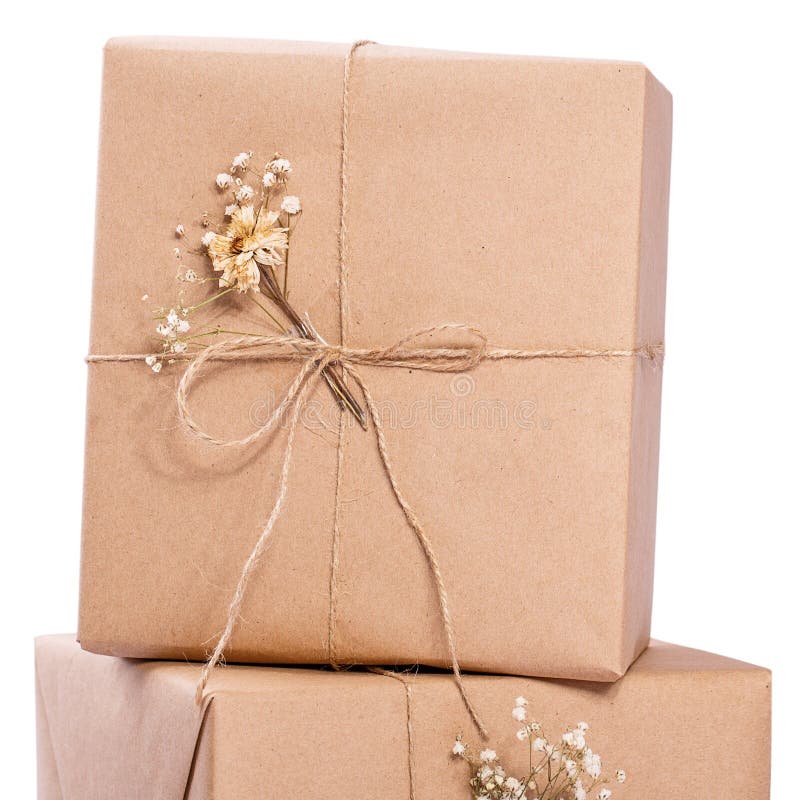 Kraft paper gift box stock image. Image of closeup, parcel 56156995