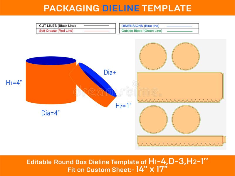 Circle Cardboard Box with Lid Dieline Graphic by DesignConcept