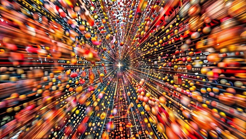 Kraftfull sprängning : kaleidoskopisk explosion av färggenerativ ai stock illustrationer