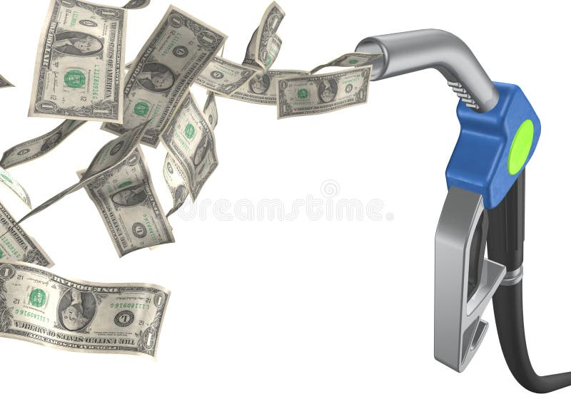 Fuel tap with flying dollars. Fuel tap with flying dollars