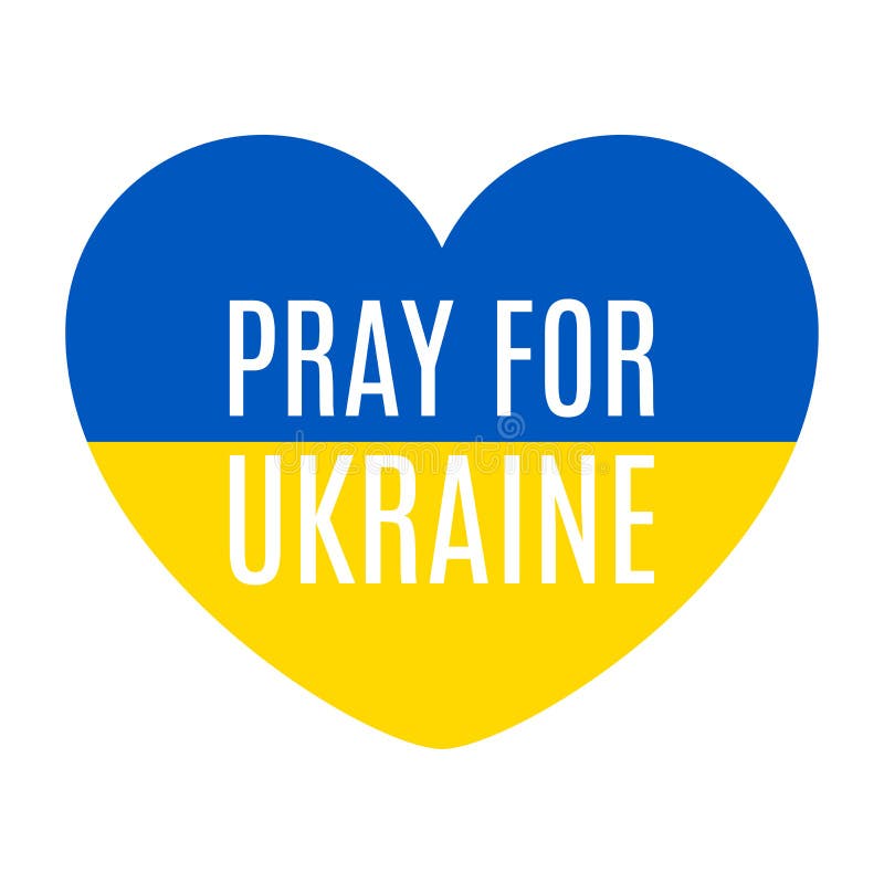 Krainsk flagga på en hjärtform be för ukrainsk vektorillustration