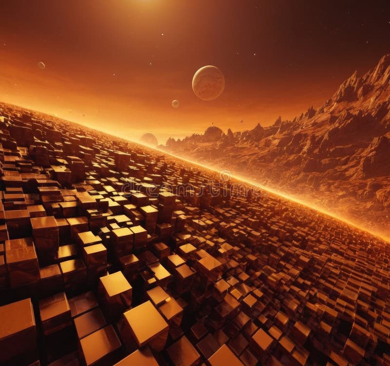 Krajobraz kosmosu z górą i planetą w tle. Rzemiosło generowane przez ai jest widoczne w krajobrazie obcym z górami i planetami w tle. uchwycenie piękna sztucznej kreatywności. z poczuciem ruchu i spokoju.