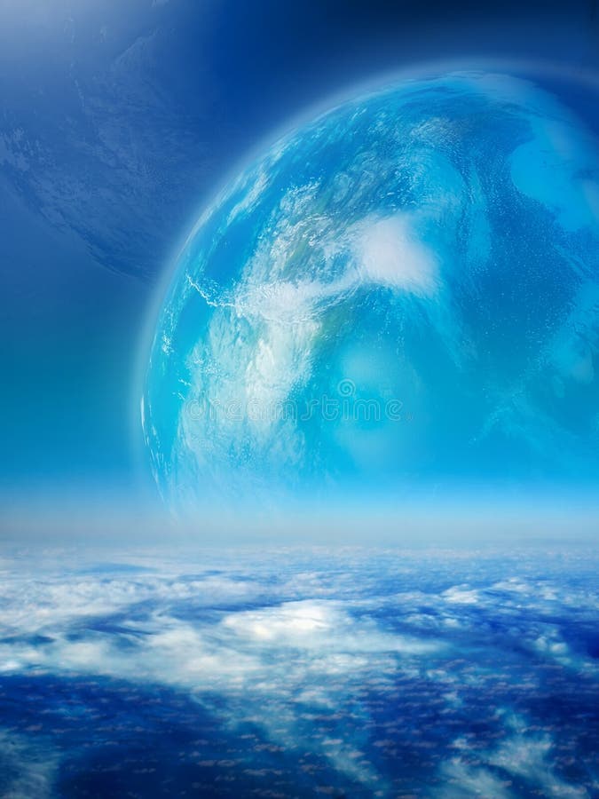Krajobraz obcy z kilkoma planetami ilustracji