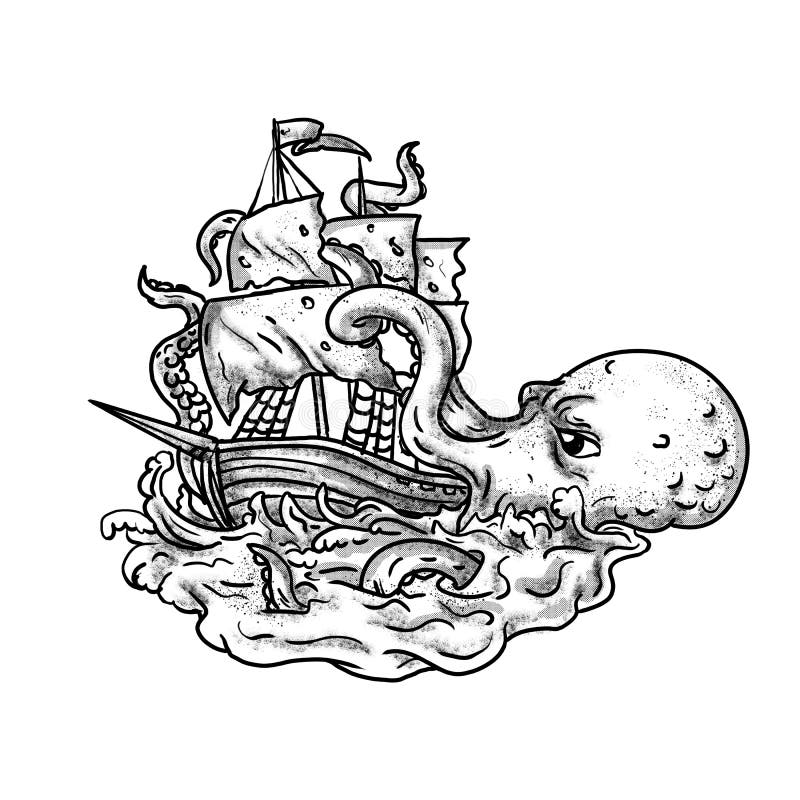 Kraken Ship Tattoo