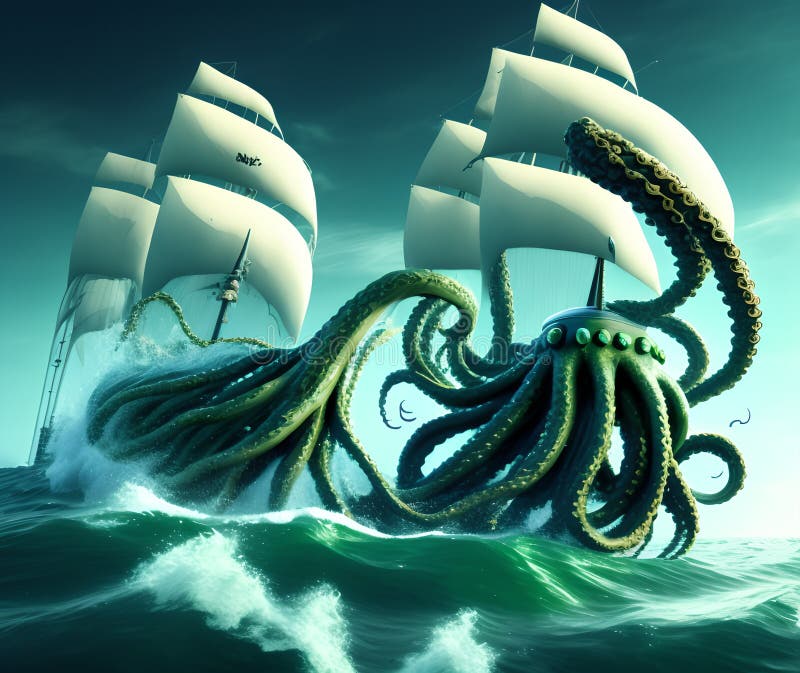Kraken, Generative AI Illustration Stock Illustration - Illustration of