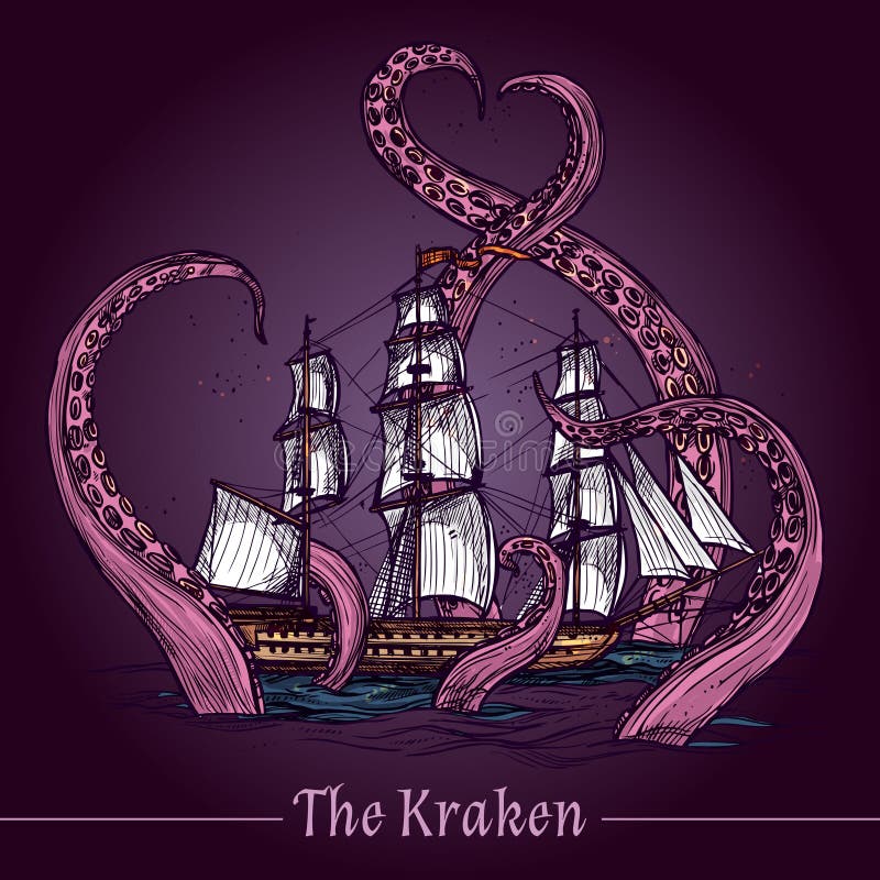 Kraken nakreślenia ilustracja ilustracja wektor Kraken nakreślenia ilustracja ilustracja wektor