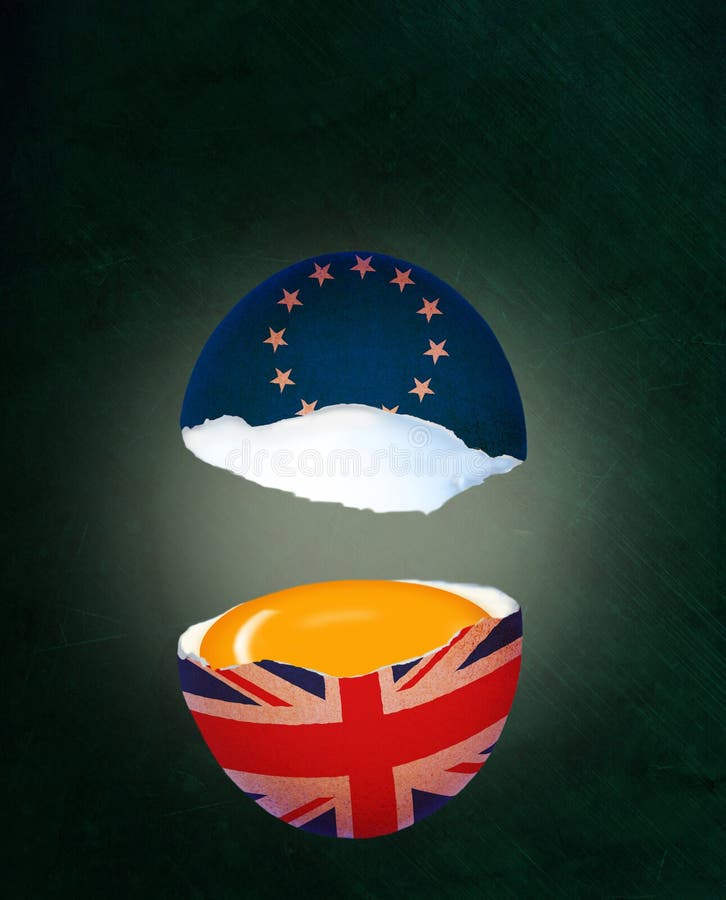 Krakingowy Eggshell Ilustruje Brexit korzyści w UK i pojęcie royalty ilustracja Krakingowy Eggshell Ilustruje Brexit korzyści w UK i pojęcie royalty ilustracja