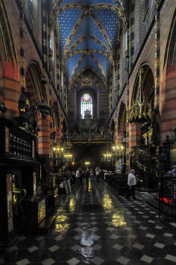 Mariacki church in Krakow with magnificent decorations - Poland