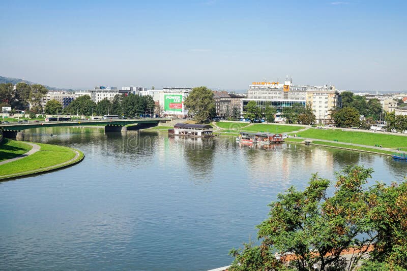 KRAKOW, POLAND/EUROPE - SEPTEMBER 19 : View from Wawel Castle area in Krakow Poland on September 19, 2014. Unidentified people.