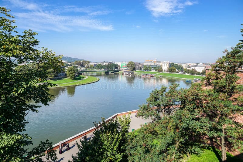 KRAKOW, POLAND/EUROPE - SEPTEMBER 19 : View from Wawel Castle area in Krakow Poland on September 19, 2014. Unidentified people.